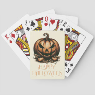 Vintage happy Halloween pumpkin Playing Cards
