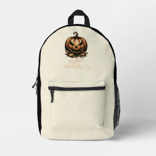 Vintage happy Halloween pumpkin Printed Backpack