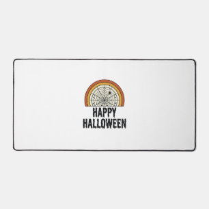 Vintage Happy Halloween Spider Web Vector Design_1 Desk Mat