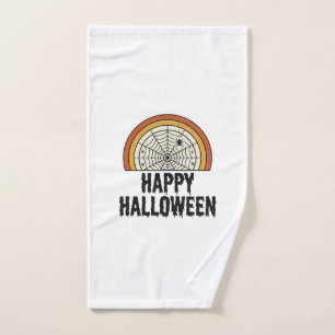 Vintage Happy Halloween Spider Web Vector Design_1 Hand Towel