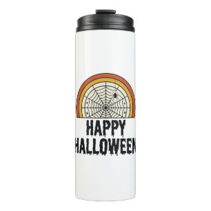 Vintage Happy Halloween Spider Web Vector Design_1 Thermal Tumbler