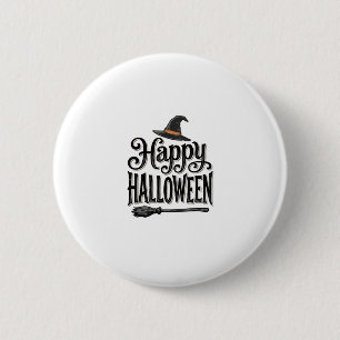 Vintage Happy Halloween Witch Hat Shirt Design_1 6 Cm Round Badge
