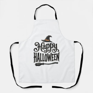 Vintage Happy Halloween Witch Hat Shirt Design_1 Apron