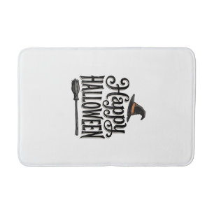 Vintage Happy Halloween Witch Hat Shirt Design_1 Bath Mat