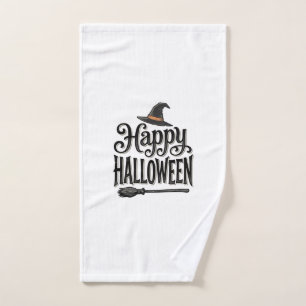 Vintage Happy Halloween Witch Hat Shirt Design_1 Hand Towel