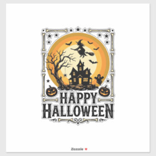 Vintage Happy Halloween Witch Moon Shirt Design_1
