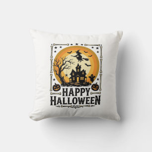 Vintage Happy Halloween Witch Moon Shirt Design_1 Cushion