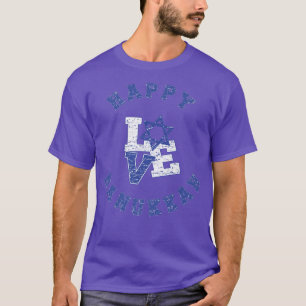 Vintage Happy Hanukkah Love, Israeli Flag  T-Shirt