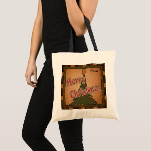 Vintage Happy Holiday Christmas Tree Tote Bag