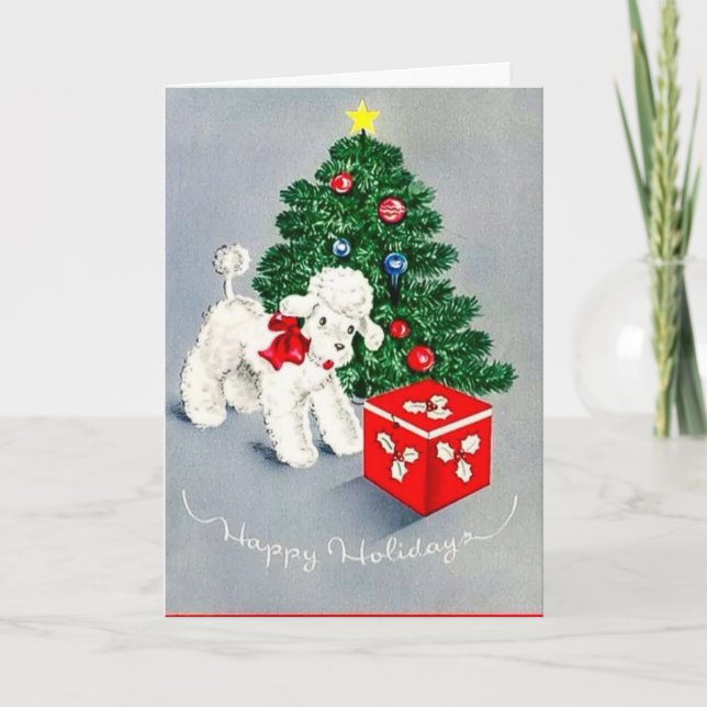 Vintage - Happy Holidays Poodle, Holiday Card (Front)