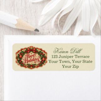 Vintage Happy Holidays Return Address Label