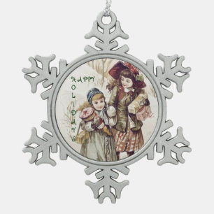 Vintage Happy Holidays Snowflake Ornament