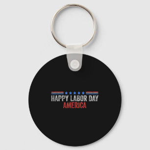 Vintage Happy Labour Day America Crew Usa Flag Pat Key Ring