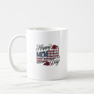 Vintage Happy Memorial Day Poppy Flag Shirt Design Coffee Mug