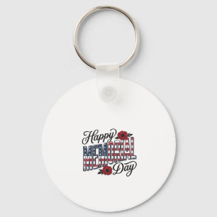 Vintage Happy Memorial Day Poppy Flag Shirt Design Key Ring