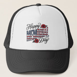 Vintage Happy Memorial Day Poppy Flag Shirt Design Trucker Hat