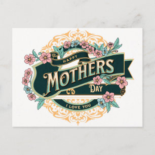 Vintage Happy Mother's Day Colourful Floral Flower Postcard
