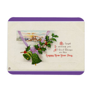 Vintage Happy New Year Flexible Magnet