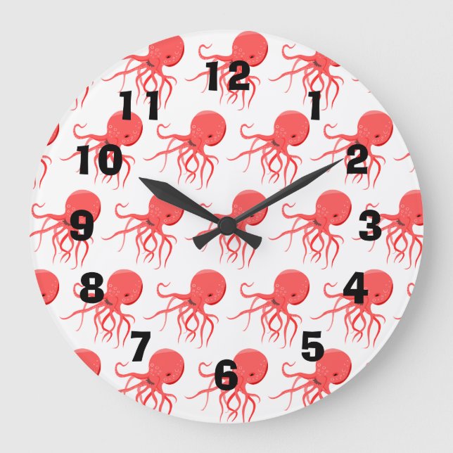 Vintage Happy Octopus Large Clock (Front)