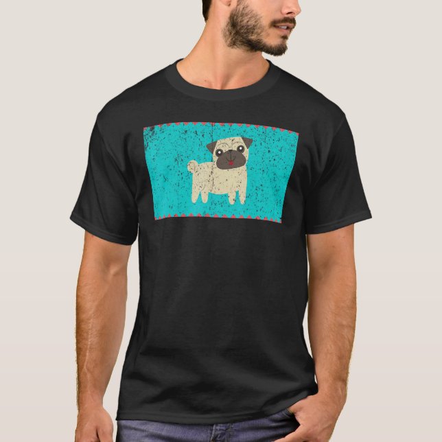 Vintage Happy Pug Face Mask T-Shirt (Front)