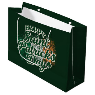 Vintage Happy Saint Patrick's day Large Gift Bag