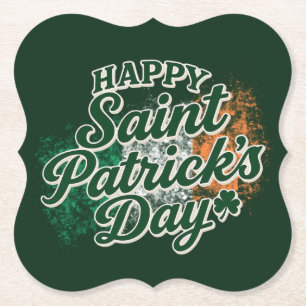 Vintage Happy Saint Patrick's day Paper Coaster