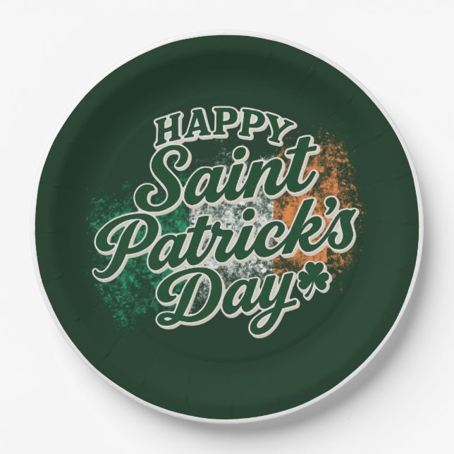 Vintage Happy Saint Patrick's day  Paper Plate (Front)