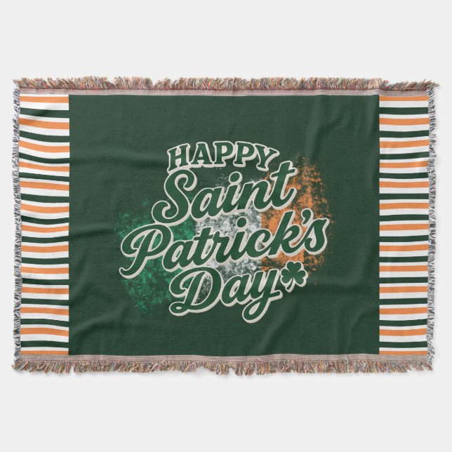 Vintage Happy Saint Patrick's day  Throw Blanket (Front)