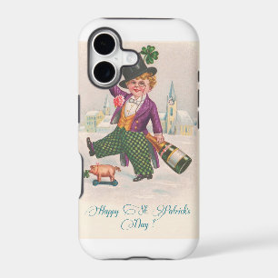 Vintage Happy St Patricks Day Shamrock Champagne