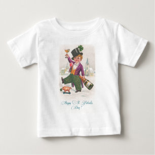 Vintage Happy St Patricks Day Shamrock Champagne Baby T-Shirt