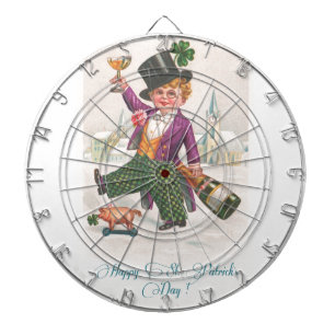 Vintage Happy St Patricks Day Shamrock Champagne Dartboard