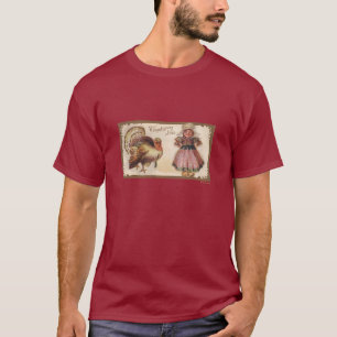 Vintage Happy Thanksgiving Joys, Pilgrim Brown T-Shirt