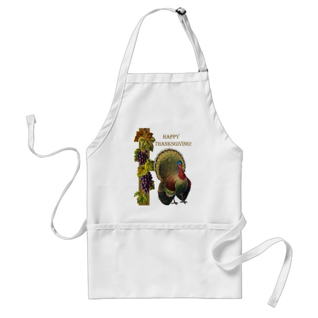 Vintage Happy Thanksgiving Turkey Standard Apron (Front)