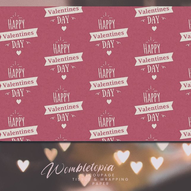 Vintage Happy Valentine's Day Elegance  Tissue Paper (Creator Uploaded)