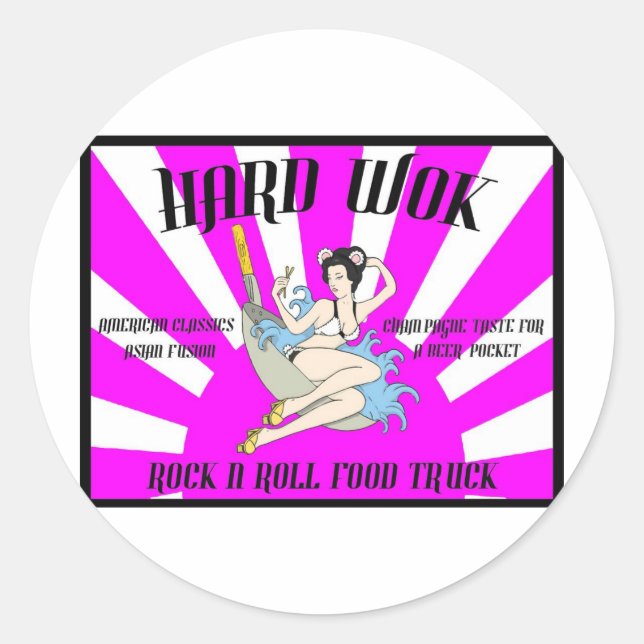 Vintage Hard Wok Cafe Sign Classic Round Sticker (Front)