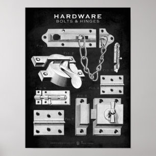 Vintage Hardware Poster Bolts-Hinges Blackboard