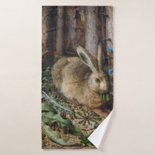 Vintage Hare Woodland Nature Dark Cottagecore Bath Towel Set