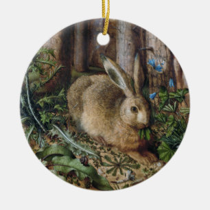Vintage Hare Woodland Nature Dark Cottagecore Ceramic Ornament
