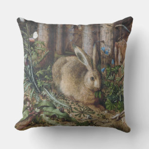 Vintage Hare Woodland Nature Dark Cottagecore Cushion