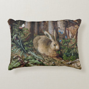 Vintage Hare Woodland Nature Dark Cottagecore Decorative Cushion