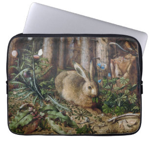 Vintage Hare Woodland Nature Dark Cottagecore Laptop Sleeve