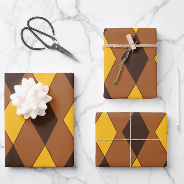 Vintage Harlequin Birthday Diamond Pattern  Wrapping Paper Sheet (Front)