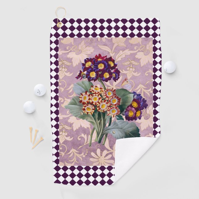 Vintage Harlequin Garden Flower Panel  Golf Towel (InSitu)