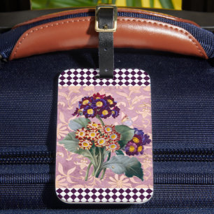Vintage Harlequin Garden Flower Panel   Luggage Tag