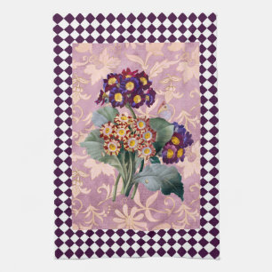 Vintage Harlequin Garden Flower Panel  Tea Towel
