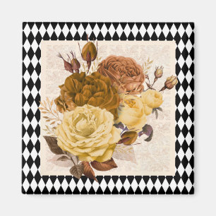 Vintage Harlequin Garden Roses Magnet
