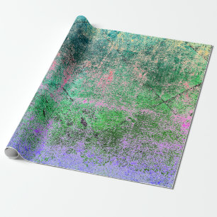 Vintage Harlequin Green Purple Grunge Texture Wrapping Paper