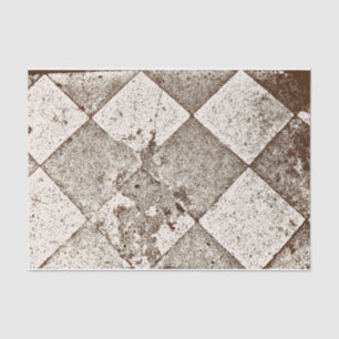 Vintage Harlequin Inspired Old Sepia Texture Tissue Paper