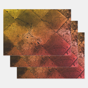 Vintage Harlequin Inspired Orange Rust Texture Wrapping Paper Sheet