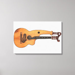 VINTAGE HARP GUITAR 16x24 Canvas Print